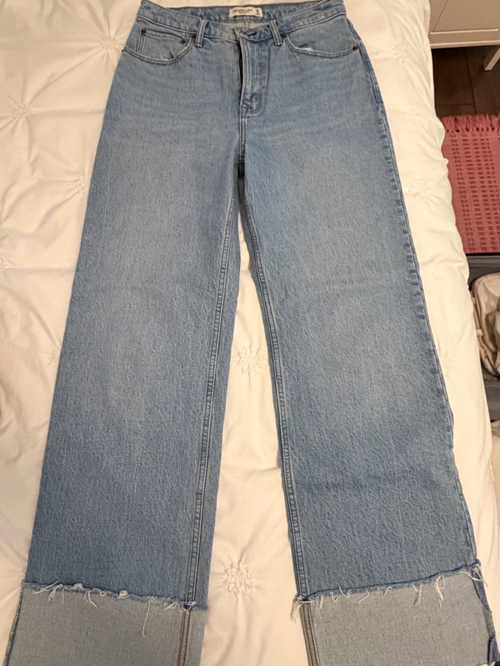 Abercrombie & Fitch Light Blue High-Rise Wide-Leg Jeans